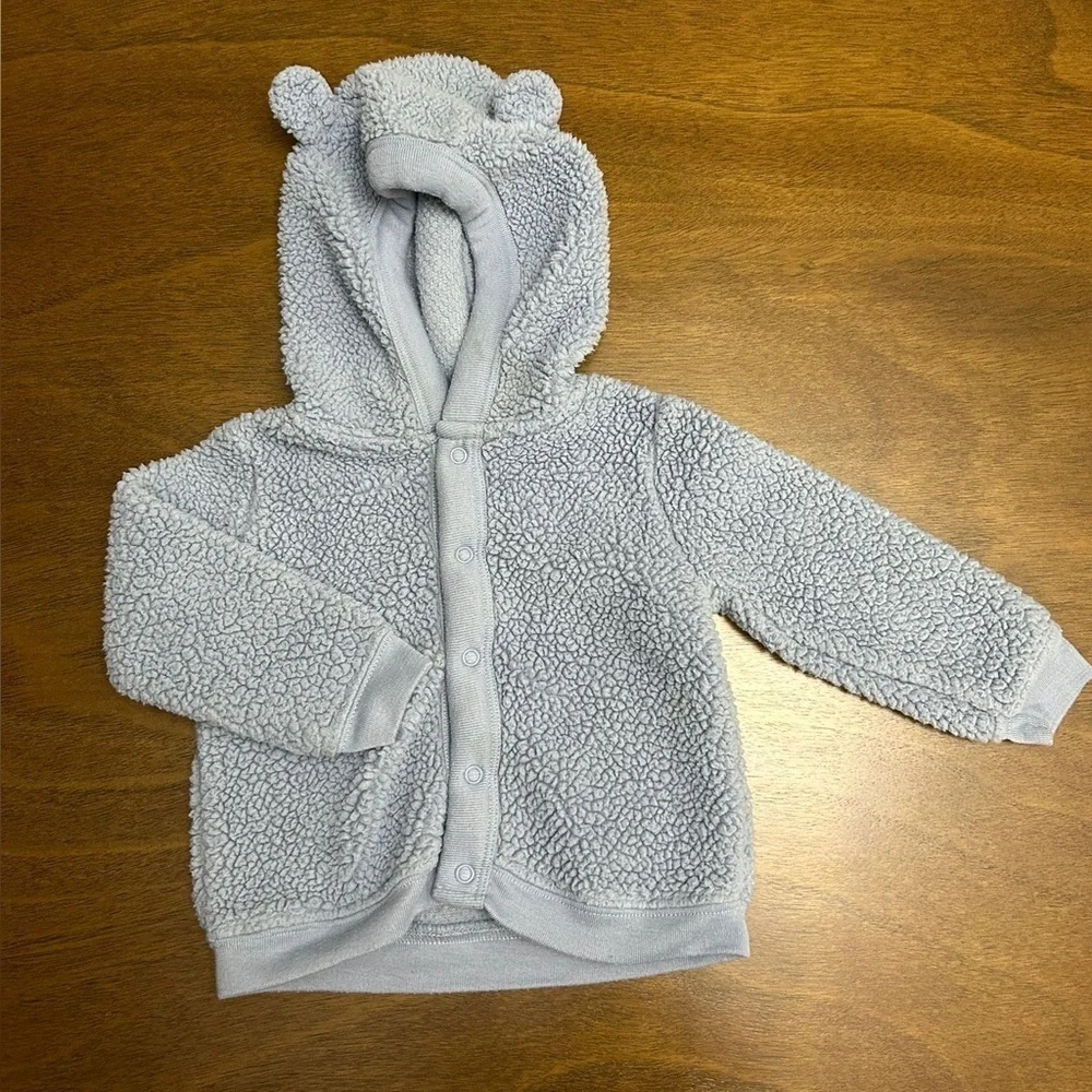Carters 12 Months Light Blue Sweater Hooded Bear Ears (0245)